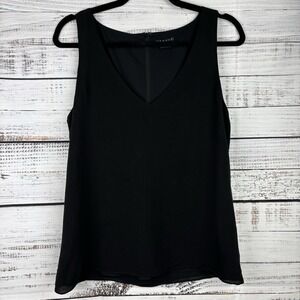 Theory Black Tank Top Shell Martosh Silk Georgette E1002515 Size Small V-neck